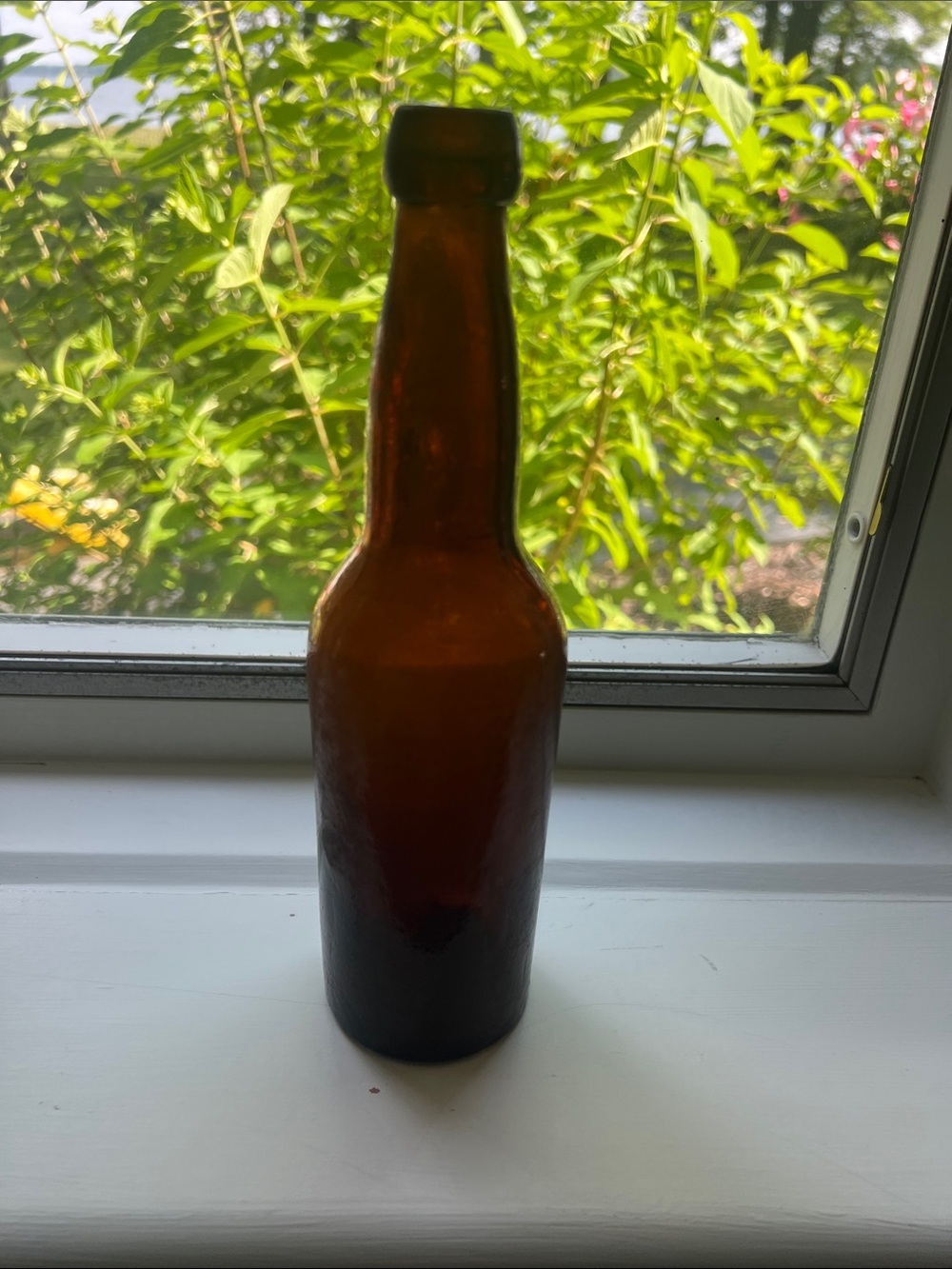 Vintage Embossed SB&C Co Brown Glass Bottle